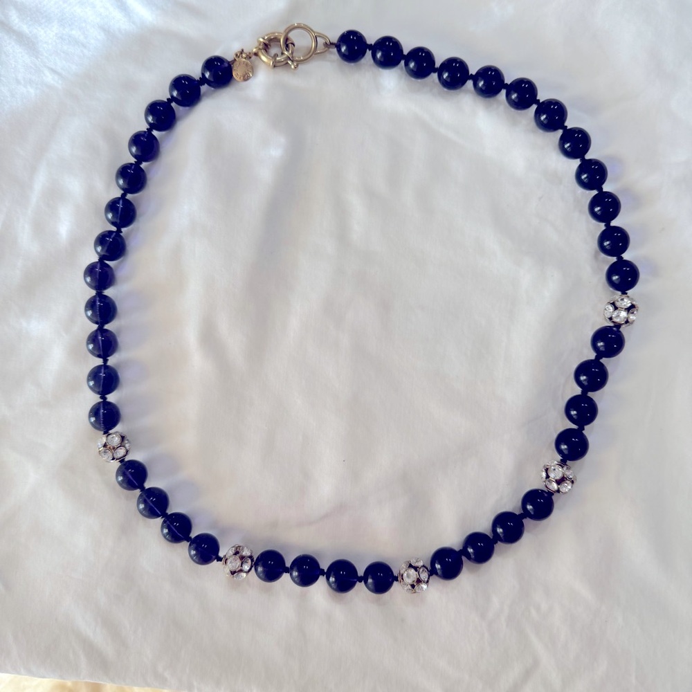 GUC J Crew Navy Purple Statement Necklace